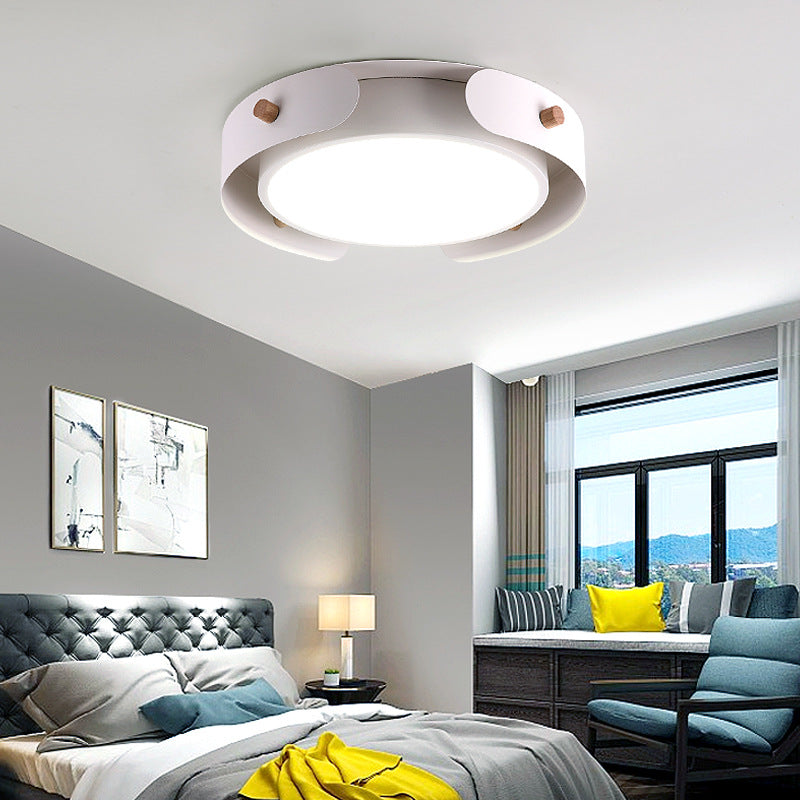 Minimalist 15"/19" W 1-Light LED Flush Light with Acrylic Shade White Round Ceiling Lamp in Warm/White Light