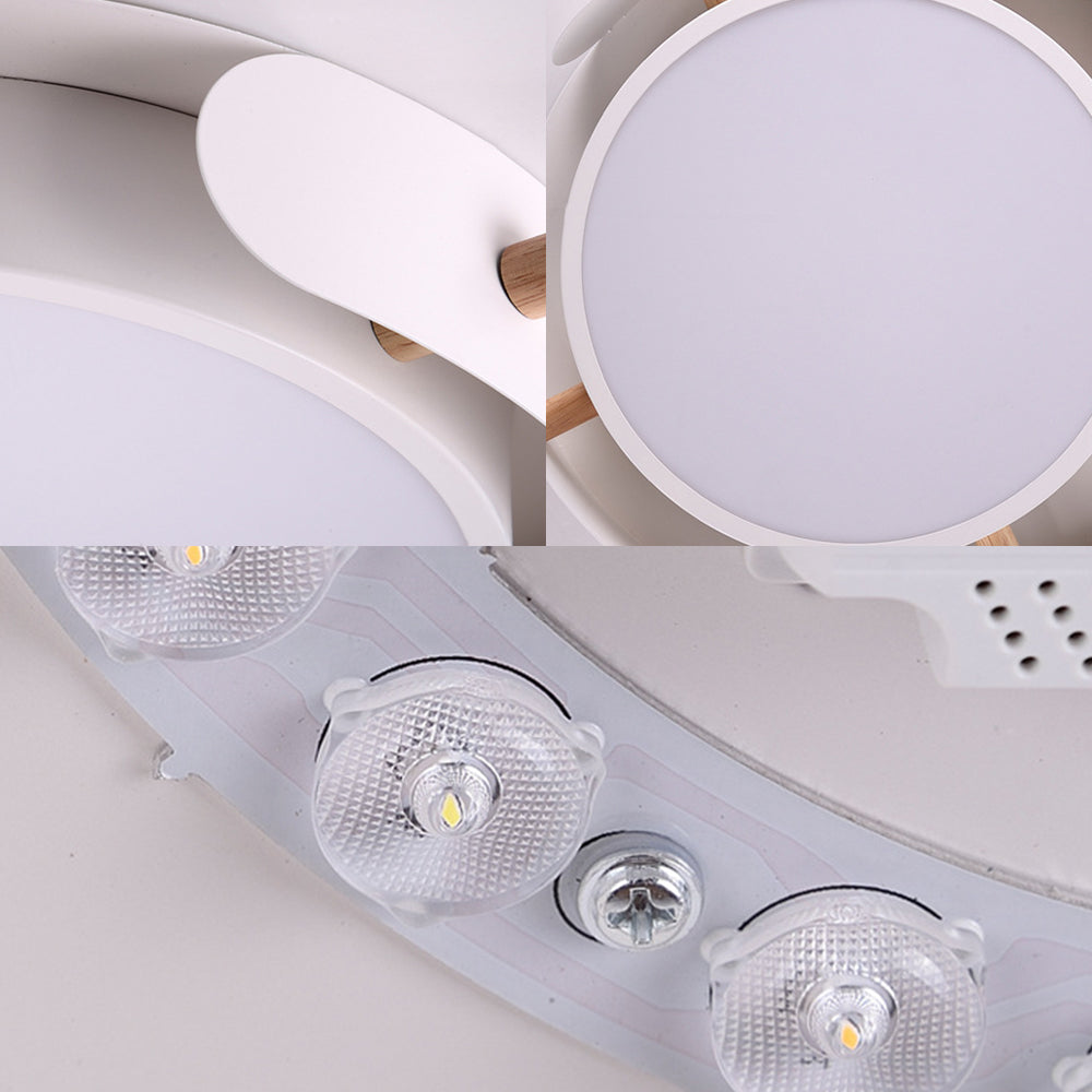 Minimalist 15"/19" W 1-Light LED Flush Light with Acrylic Shade White Round Ceiling Lamp in Warm/White Light