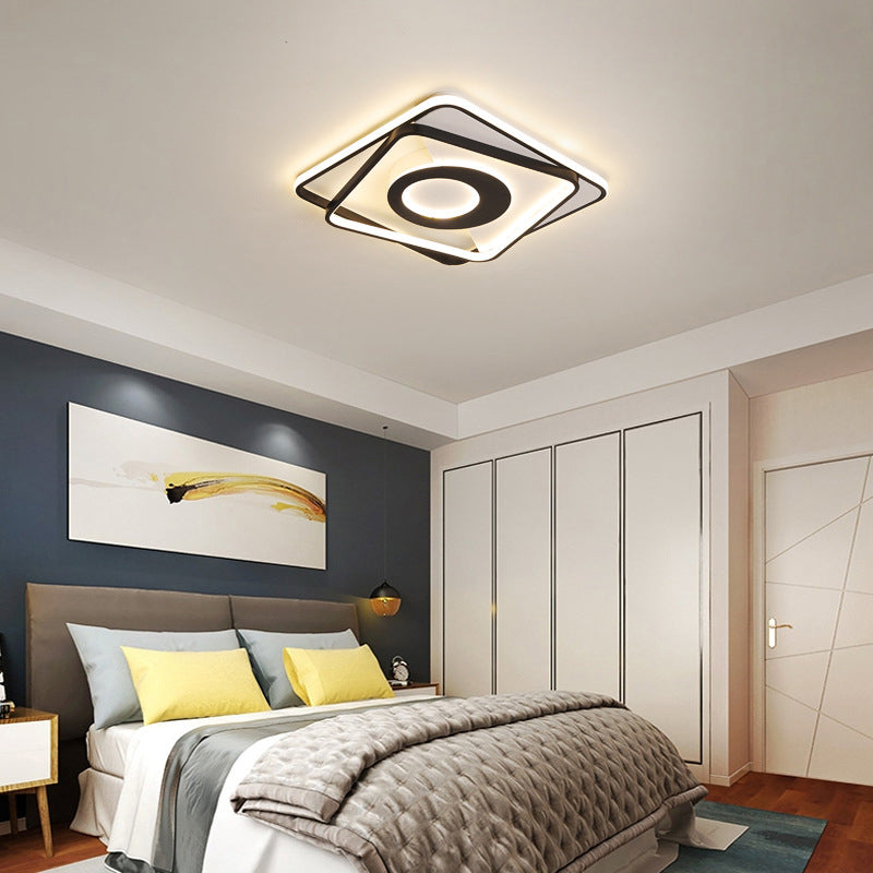 Plafoniera da soffitto quadrata in bianco e nero in acrilico da 16"/19,5"/23,5" W LED per camera da letto in bianco caldo/caldo