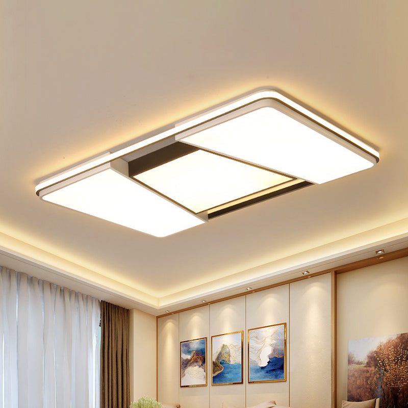 Modern Rectangulaire Ceiling Light Acrylique 1 Light Living Room Flush Mount Lamp in Warm / White Light