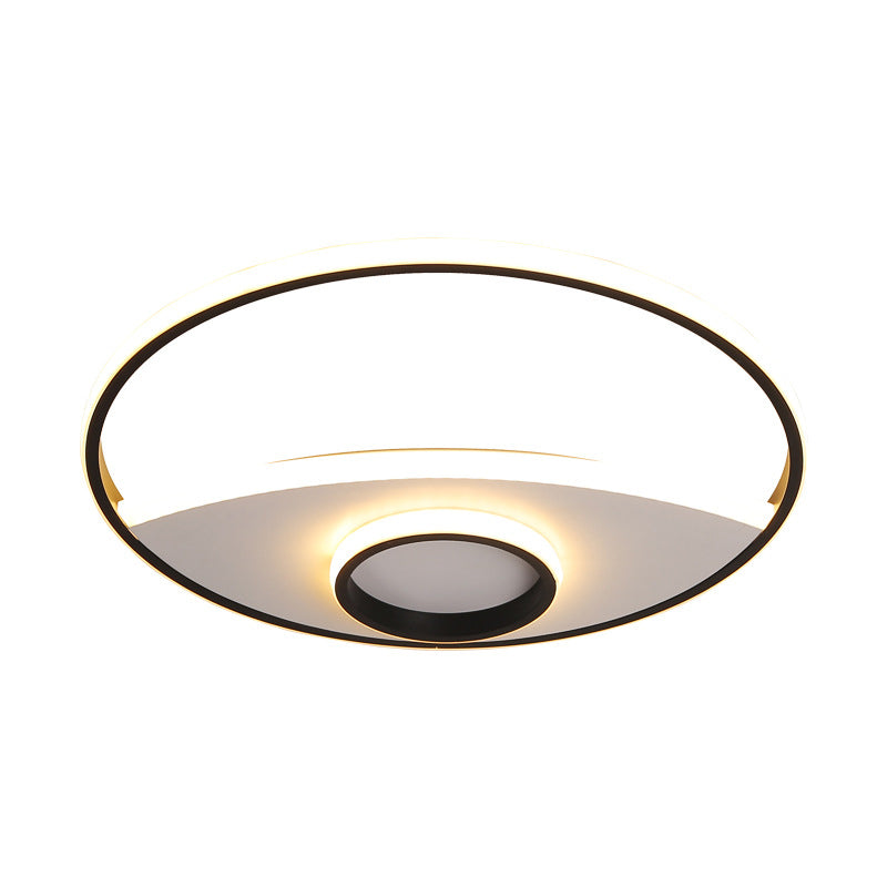 16 "/19.5" /23.5 " Dia Circulaire Acrylique Ceiling Lamp Modernism Black and White LED Bedroom Flush Light in Warm / White