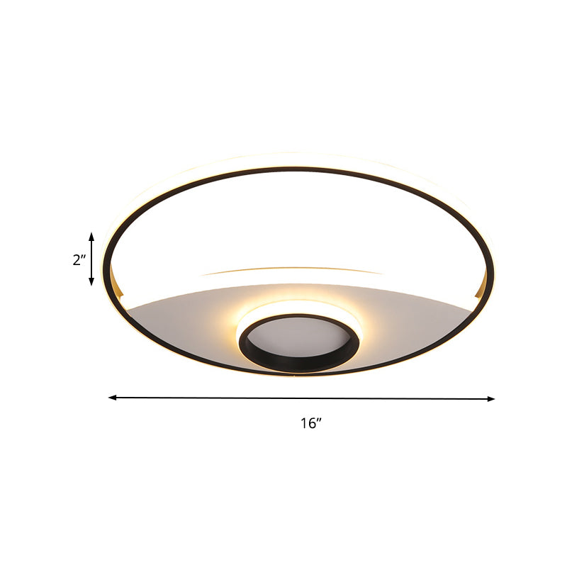 16 "/19.5" /23.5 " Dia Circulaire Acrylique Ceiling Lamp Modernism Black and White LED Bedroom Flush Light in Warm / White