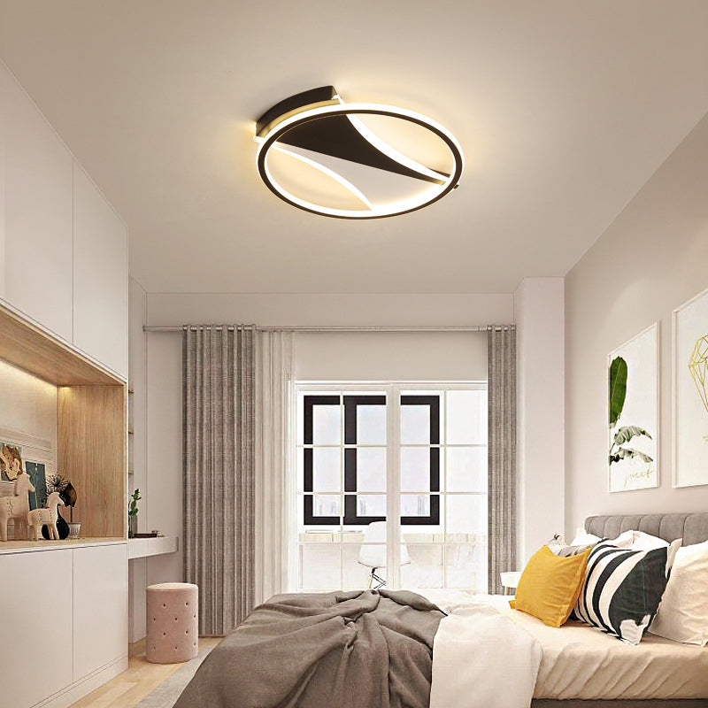 Zwart en wit Cirkelvormige Flush Light Simple Style Acryl Slaapkamer Plafond Licht in Warm/Wit, 16 "/19.5" /23.5 " Dia