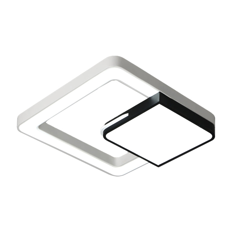 Acrylic Square Flush Mount Light Simplicity LED White and Black Ceiling Lamp Fixture for Bedroom