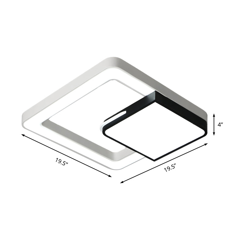 Acrylic Square Flush Mount Light Simplicity LED White and Black Ceiling Lamp Fixture for Bedroom