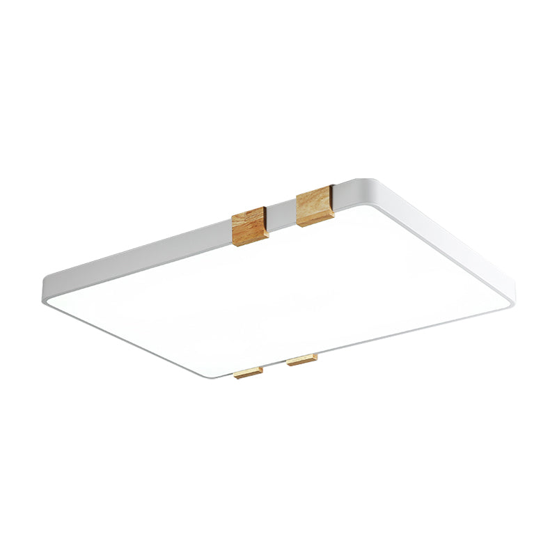 Nordic 1 Light Ceiling Lamp with Acrylic Shade Grey/White Rectangular Flush Mount Lighting in Warm/White Light