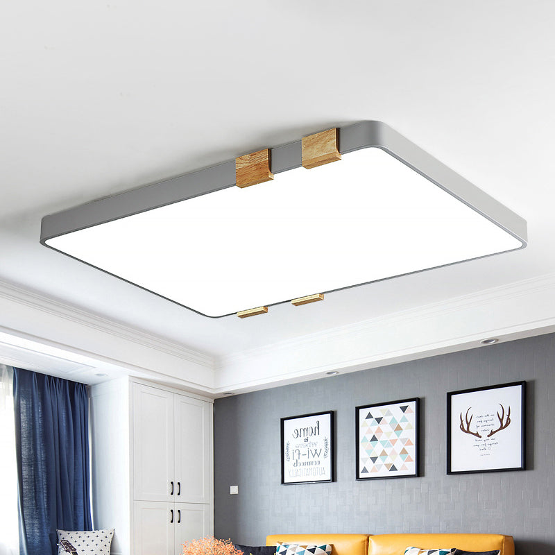 Nordic 1 Light Ceiling Lamp with Acrylic Shade Grey/White Rectangular Flush Mount Lighting in Warm/White Light