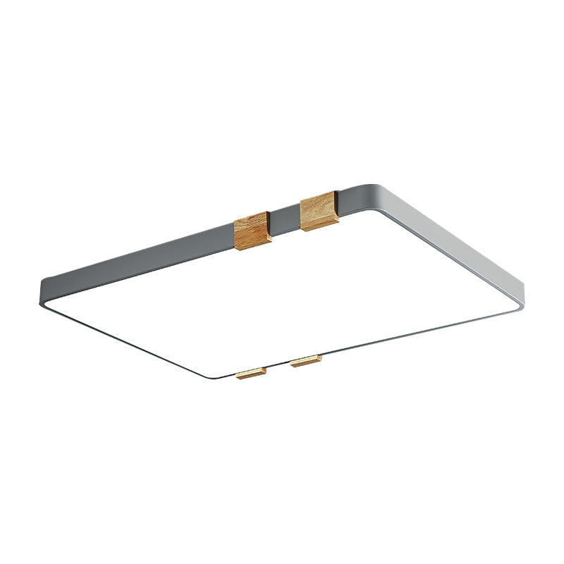 Nordic 1 Light Ceiling Lamp with Acrylic Shade Grey/White Rectangular Flush Mount Lighting in Warm/White Light