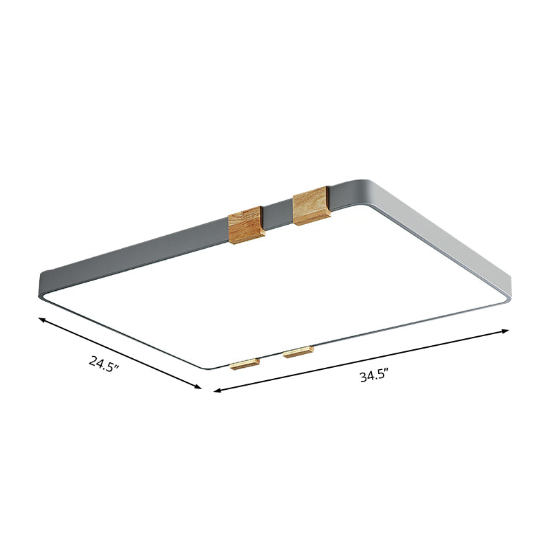 Nordic 1 Light Ceiling Lamp with Acrylic Shade Grey/White Rectangular Flush Mount Lighting in Warm/White Light