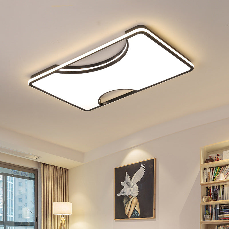 Rechteckig/Quadrat Acryl Flush Deckenleuchte moderne schwarz/weiß integrierte LED Deckenleuchte in Warm/White, 16 "/19.5" /35.5 " W