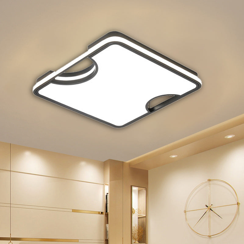 Plafoniera a incasso rettangolare/quadrata in acrilico Lampada da soffitto moderna a LED integrata in bianco/nero in bianco caldo/bianco, 16"/19,5"/35,5" W