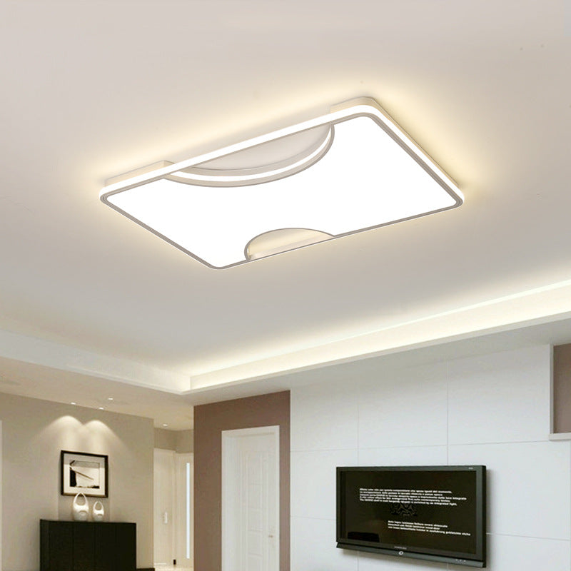 Plafoniera a incasso rettangolare/quadrata in acrilico Lampada da soffitto moderna a LED integrata in bianco/nero in bianco caldo/bianco, 16"/19,5"/35,5" W