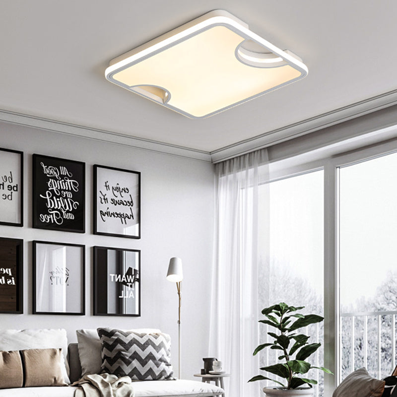 Plafoniera a incasso rettangolare/quadrata in acrilico Lampada da soffitto moderna a LED integrata in bianco/nero in bianco caldo/bianco, 16"/19,5"/35,5" W