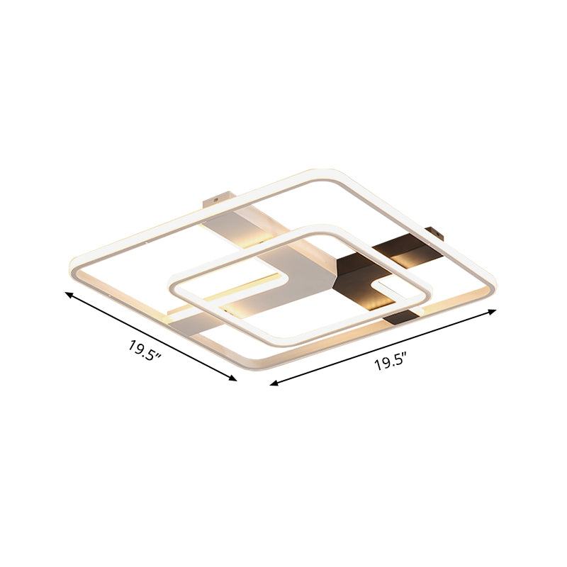 19,5"/23,5" breite, quadratische, bündig montierte Simplicity LED-Deckenleuchte aus Acryl in Weiß mit warmem/weißem Licht