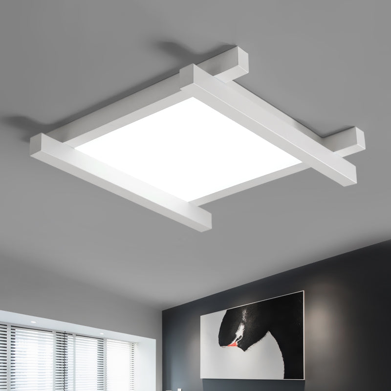 Nero/Bianco Linee incrociate Lampada da incasso Semplice Metallo LED 17 "/21 "/25" Wide Soffitto Flush Mount con Diffusore Acrilico