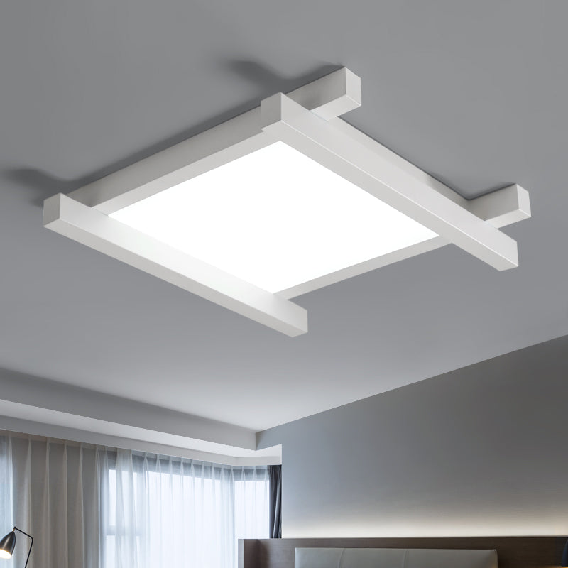 Nero/Bianco Linee incrociate Lampada da incasso Semplice Metallo LED 17 "/21 "/25" Wide Soffitto Flush Mount con Diffusore Acrilico