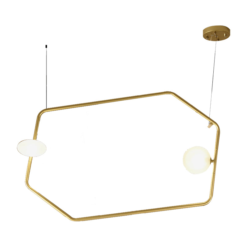 Contemporary Geometrical Ceiling Light with Glass Shade Metal 2/4/6/8 Lights Gold Living Room Hanging Chandelier Light