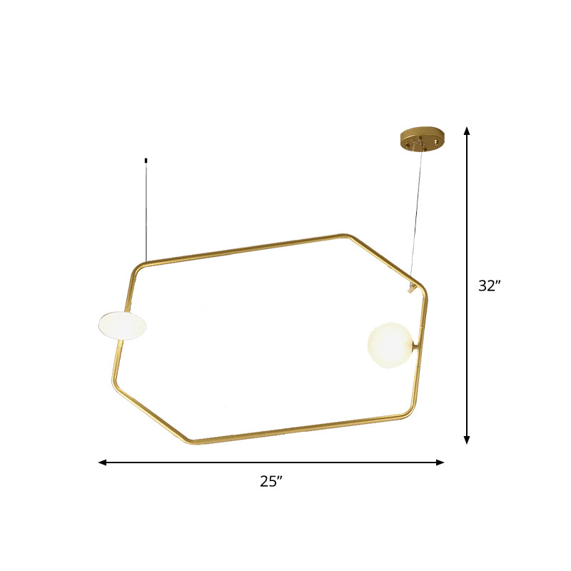 Zeitgenössisches geometrisches Deckenlicht mit Glasschatten Metall 2/4/6/8 Lichter Gold Wohnzimmer Hanges Kronleuchter Licht