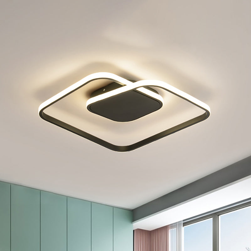 Plafoniera a incasso quadrata Lampada da soffitto moderna a LED moderna in acrilico bianco/nero/oro per camera da letto in bianco caldo/caldo