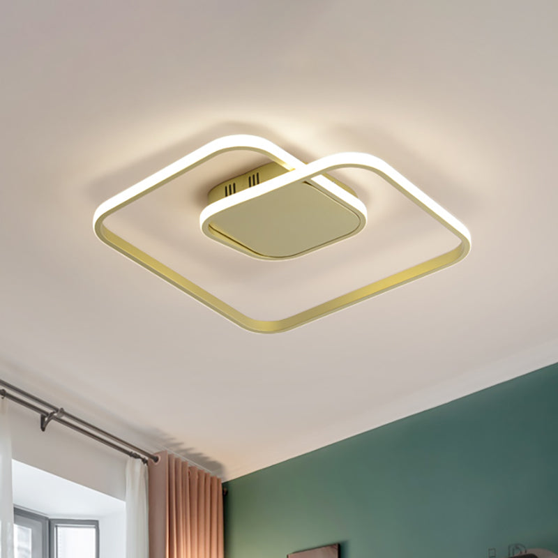 Luz de techo de color cuadrado Acrílico Blanco Acrílico blanco/Negro/Oro moderna lámpara de techo LED para dormitorio en caliente/blanco