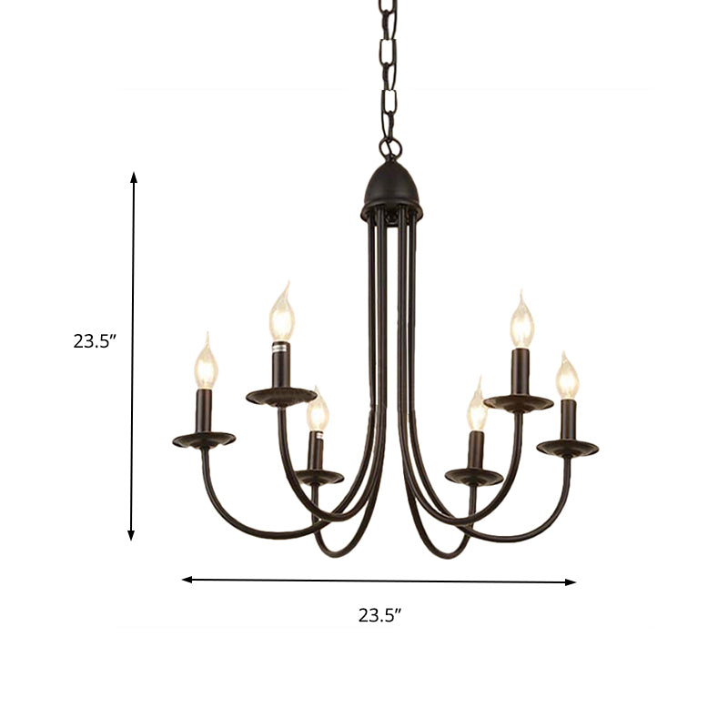 6/8 Köpfe Eisen Kronleuchter leichter rustikaler Rustikalstil Bronze Bare Lampe Esszimmer Hanging Anhänger mit gebogenem Arm