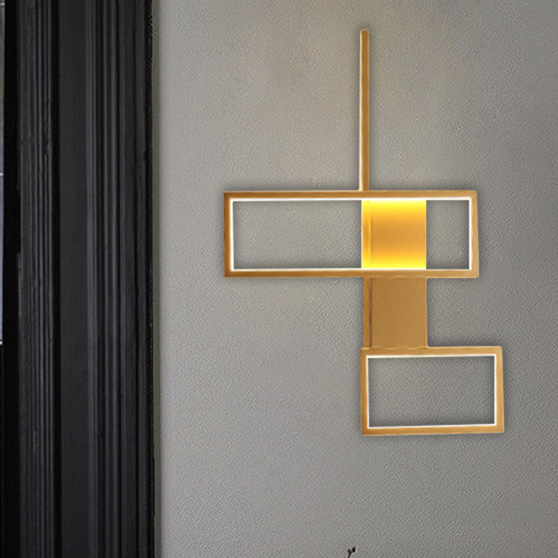 Black/Gold Rectangle Semi Flush Light Simplicity 19"/27.5"/35.5" L LED Metal Ceiling Mounted Fixture