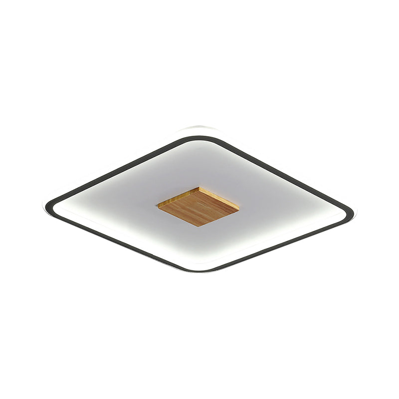 Metallic Ultrathin Square Ceiling Lamp Modernist Black-White LED Flush Mount Fixture in Warm/White/3 Color Light, 16.5"/20.5" Width