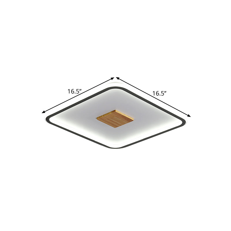 Metallic Ultrathin Square Ceiling Lamp Modernist Black-White LED Flush Mount Fixture in Warm/White/3 Color Light, 16.5"/20.5" Width