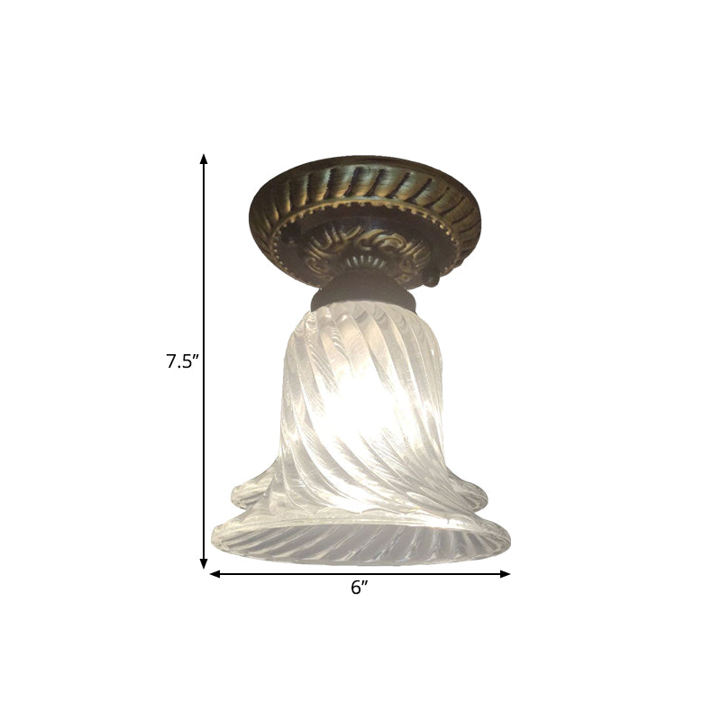 Glockenkorridor Flush Mount Mount Lagehouse klar geripptes Glas Ein leicht schwarzer Deckenbeleuchtung