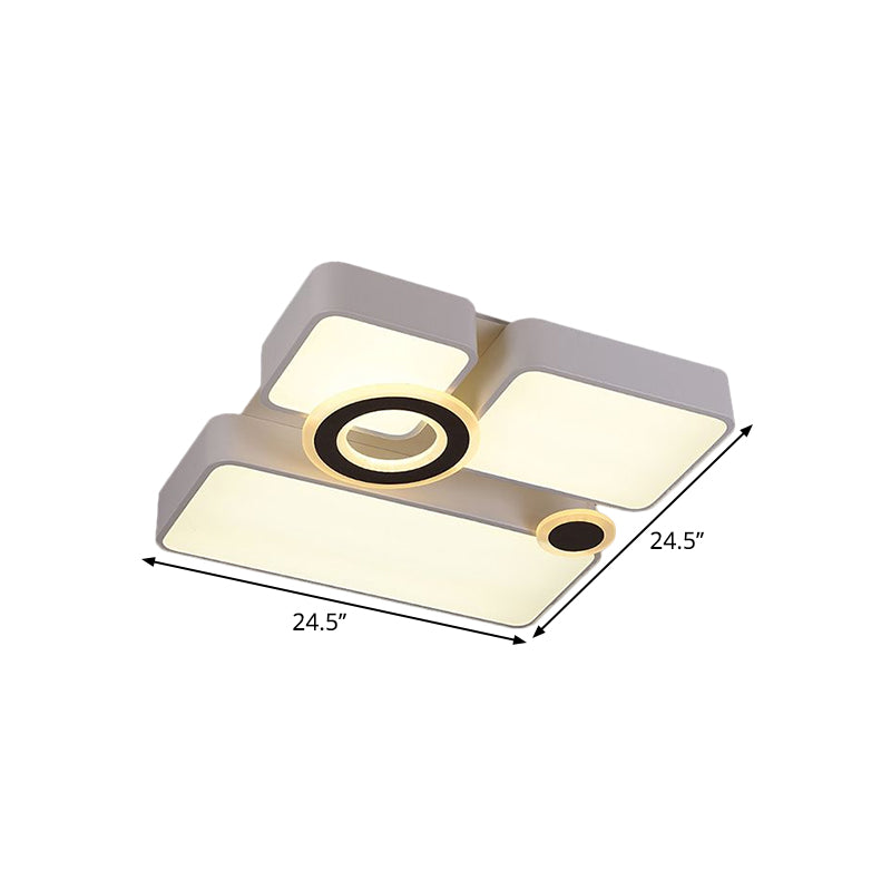 Rechteck/quadratische Flush -Halterung Einfachheit Acryl -LED weiße Deckenbeleuchtung in Weiß/3 Farblicht, 24,5 "/35,5"/43 "l