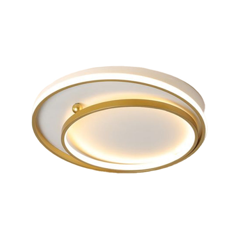 Metallic Dual Ring Ceiling Flush Contemporary 16"/19.5" Wide LED Gold Flush Mount Fixture in Warm/White Light