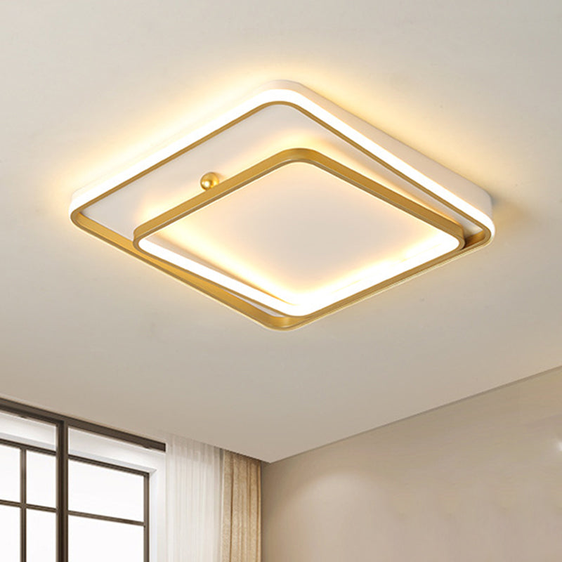 Weiße Quadrat -Rahmen Decke Flush zeitgemäß 19,5 "breites LED -Metall -Flush -Halterungslampe in warmem/weißem Licht