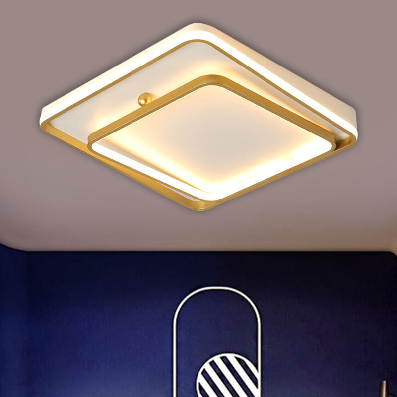 Wit vierkant frame plafond spoel hedendaags 19,5 "brede led metaal spoelmontage lamp in warm/wit licht