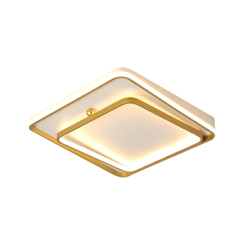 Wit vierkant frame plafond spoel hedendaags 19,5 "brede led metaal spoelmontage lamp in warm/wit licht