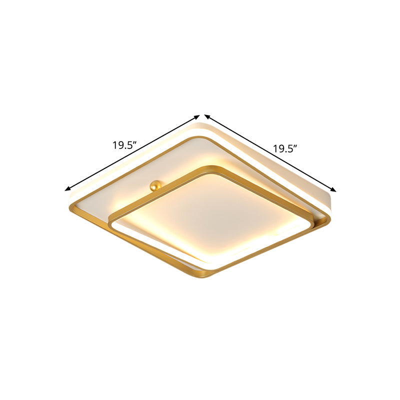 Weiße Quadrat -Rahmen Decke Flush zeitgemäß 19,5 "breites LED -Metall -Flush -Halterungslampe in warmem/weißem Licht