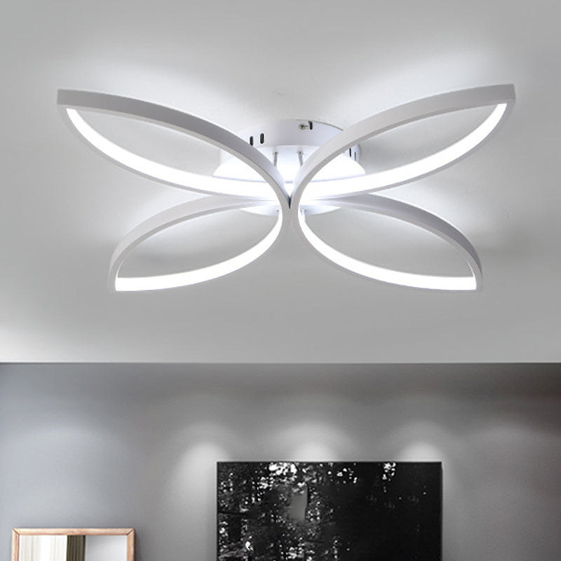 Butterfly Semi Flush Nordic Style Metallic Black/White LED Ceiling Mounted Fixture in Warm/White Light, 23"/29" Wide