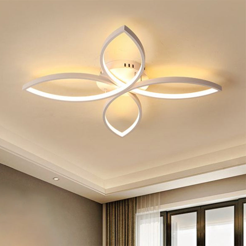 Butterfly Semi Flush Nordic Style Metallic Black/White LED Ceiling Mounted Fixture in Warm/White Light, 23"/29" Wide