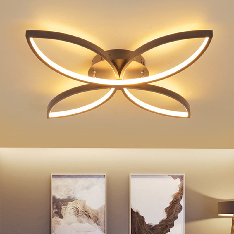 Butterfly Semi Flush Nordic Style Metallic Black/White LED plafond gemonteerd armatuur in warm/wit licht, 23 "/29" breed