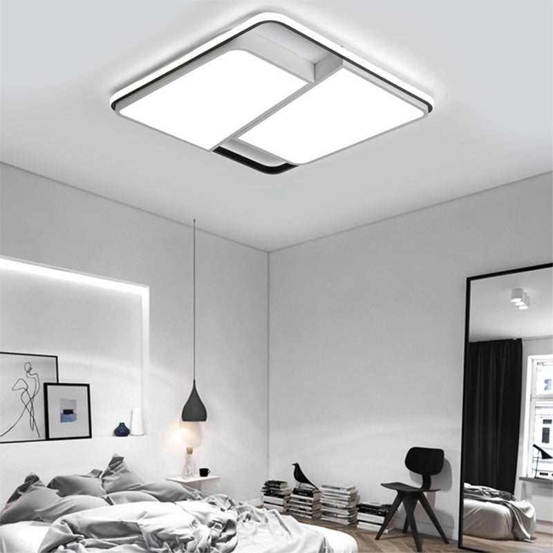 16"/19.5"/35.5" W Rectangular/Square Flush Mount Ceiling Light with Acrylic Shade Modern LED White Ceiling Light Fixture for Bedroom