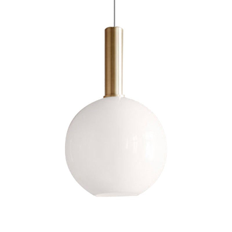 White Glass Globe/Ellipsoid/Dome Pendant Lighting Modern 1 Light Brass Led Hanging Ceiling Lamp Fixture