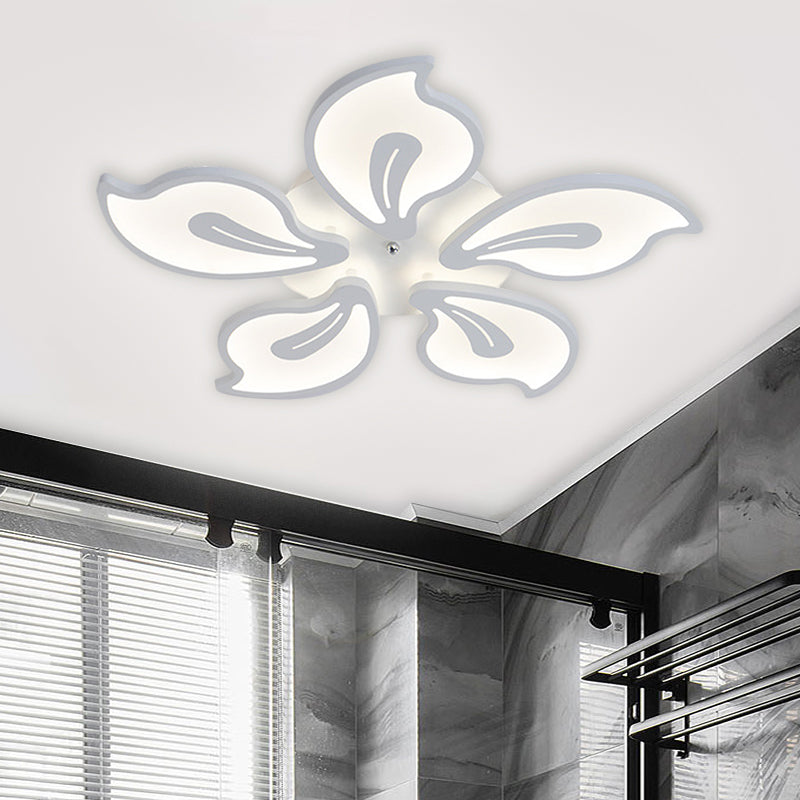 Acrylic Blossom Ceiling Flush Contemporary 5/9 Heads White Semi Flush Mount in Warm/White/Natural Light