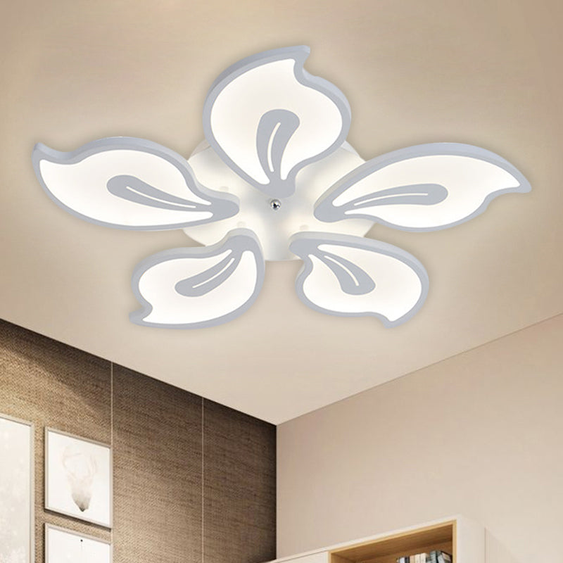 Acrylic Blossom Ceiling Flush Contemporary 5/9 Heads White Semi Flush Mount in Warm/White/Natural Light