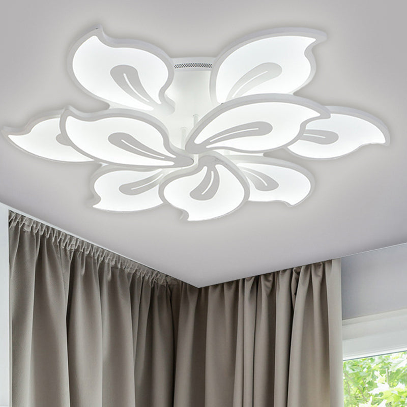 Acrylic Blossom Ceiling Flush Contemporary 5/9 Heads White Semi Flush Mount in Warm/White/Natural Light