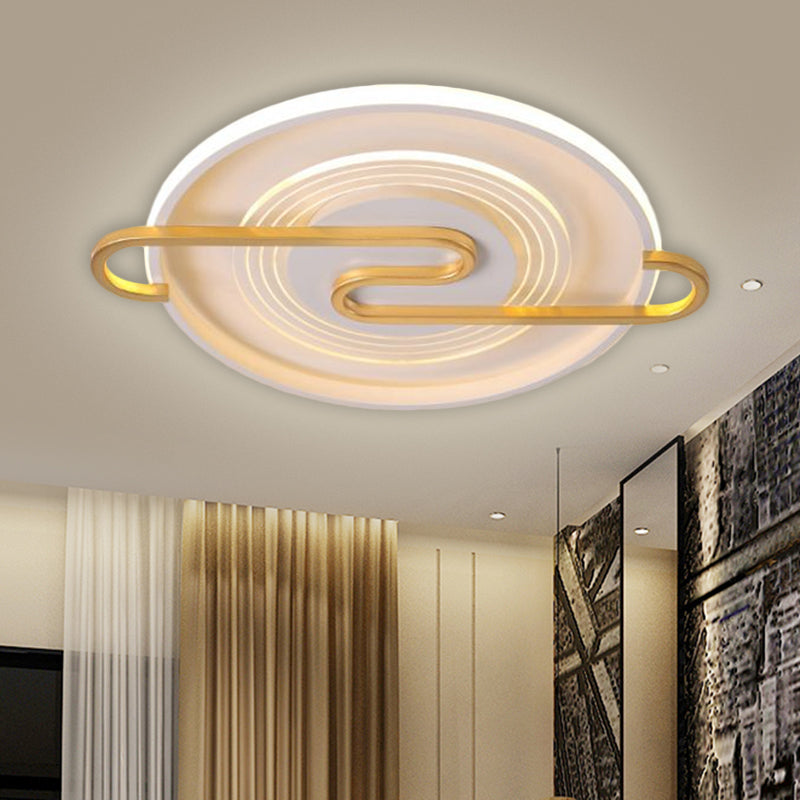 16.5"/20.5" W Modernist Round Flushmount Lighting Metal Great Room LED Close to Ceiling Lamp in Gold, Warm/White Light