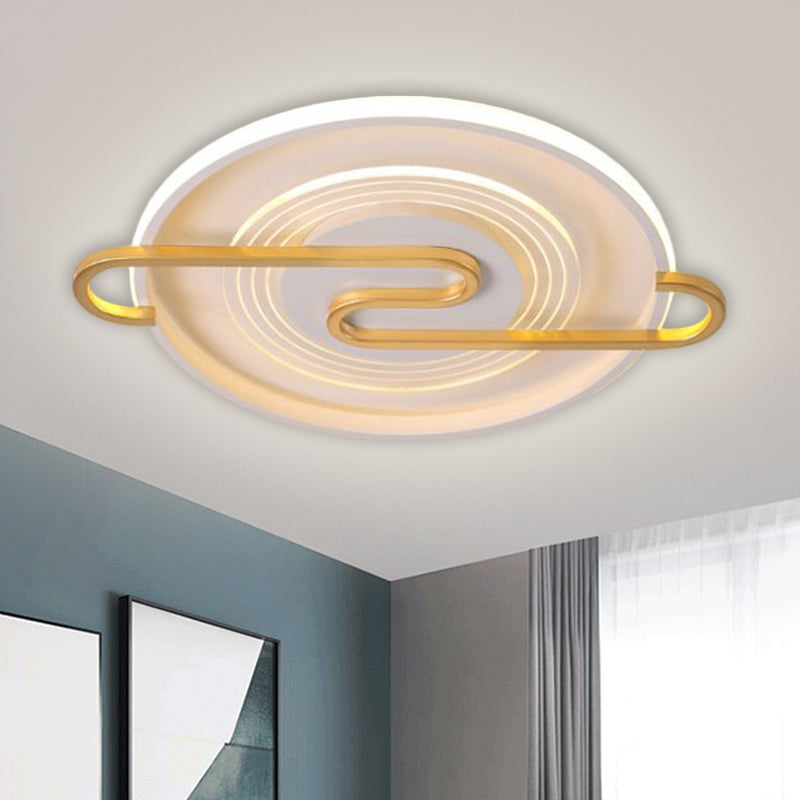 16.5"/20.5" W Modernist Round Flushmount Lighting Metal Great Room LED Close to Ceiling Lamp in Gold, Warm/White Light