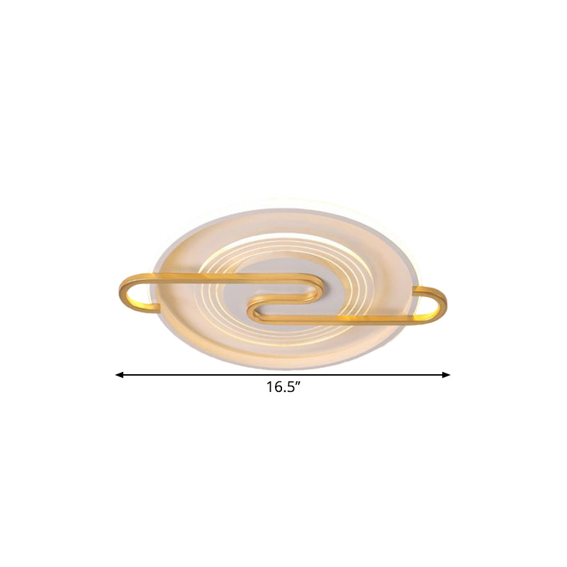16,5 "/20,5" W Modernist Runde Flushmount Lighting Metall Great Room Led in der Nähe der Deckenlampe in goldenem, warmem/weißem Licht