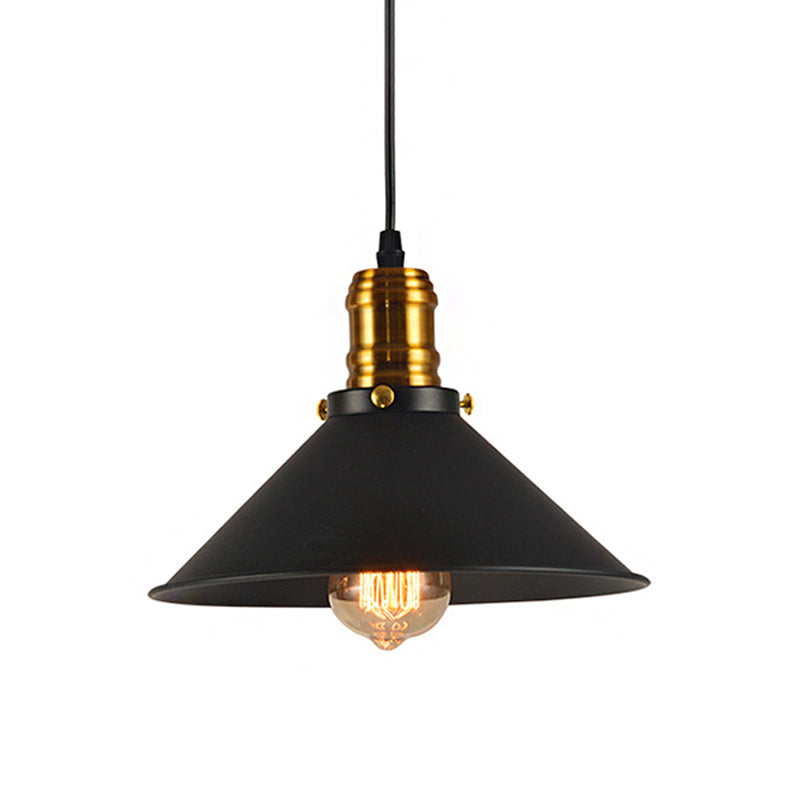 1/2/3-Pack Cone Metal Ceiling Pendant Vintage Stylish 1 Light Dining Room Pendant Light in Black, 10"/12"/14" Width