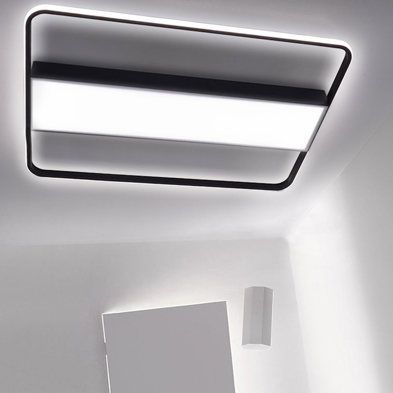 White/Black Rectangular Ceiling Light Fixture with Acrylic Shade Nordic LED 29.5"/36"/41" Wide Flush Mount Lamp for Bedroom