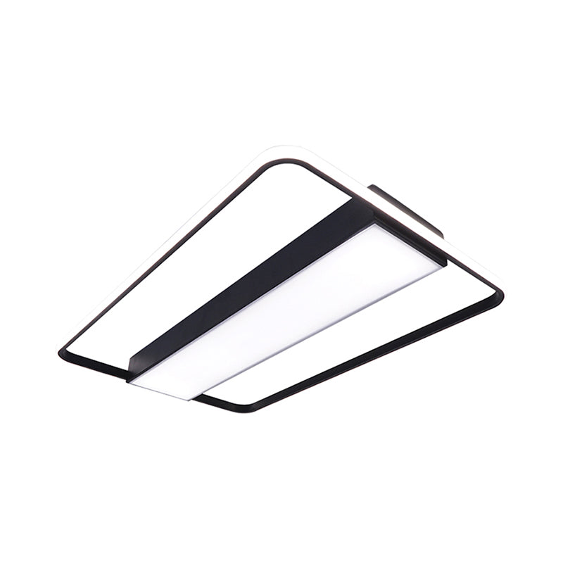 White/Black Rectangular Ceiling Light Fixture with Acrylic Shade Nordic LED 29.5"/36"/41" Wide Flush Mount Lamp for Bedroom