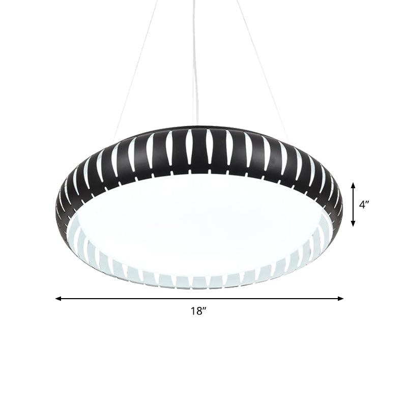 Modern Round Ceiling Pendant Light Metal LED Gold/Black/White Hanging Lamp in Warm/White/Natural Light, 18"/22" Wide